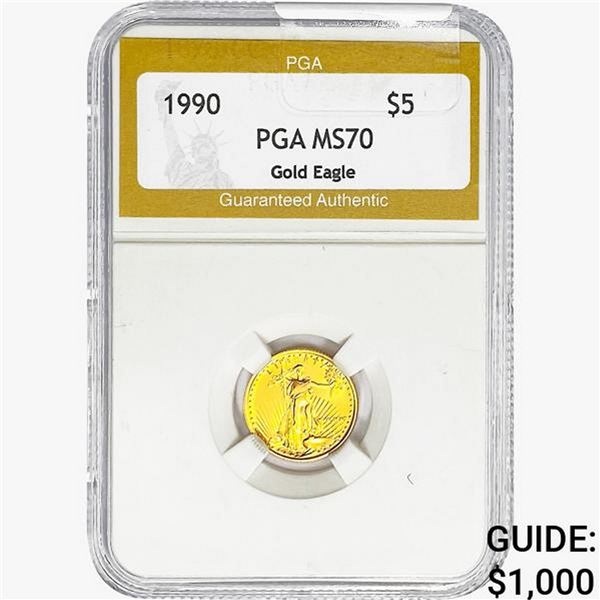 1990 1/10oz Gold $5 Eagle PGA MS70