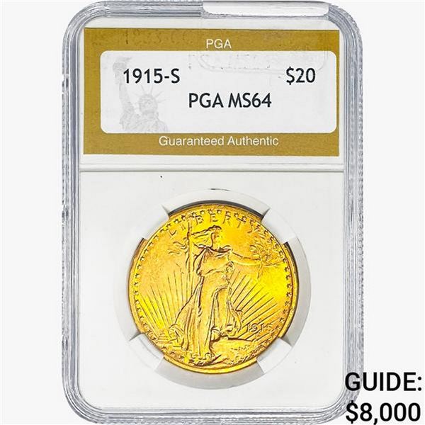 1915-S $20 Gold Double Eagle PGA MS64