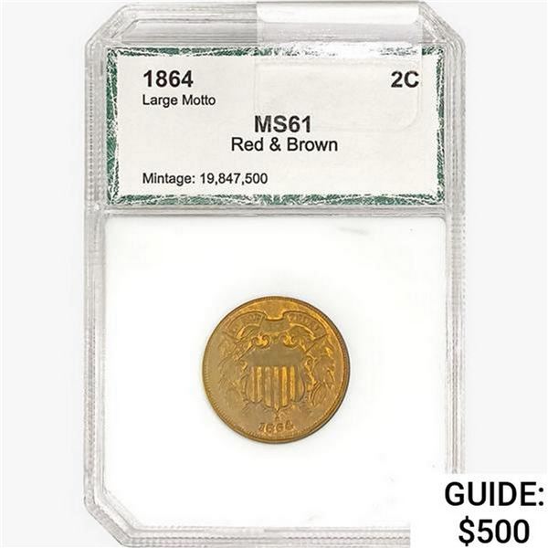 1864 Two Cent Piece PCI MS61 R&B