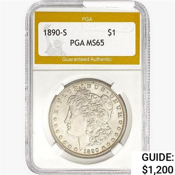1890-S Morgan Silver Dollar PGA MS65