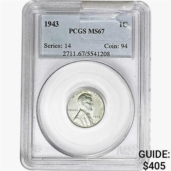 1943 Wheat Cent PCGS MS67