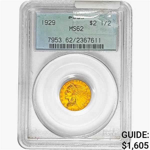 1929 $2.50 Gold Quarter Eagle PCGS MS62