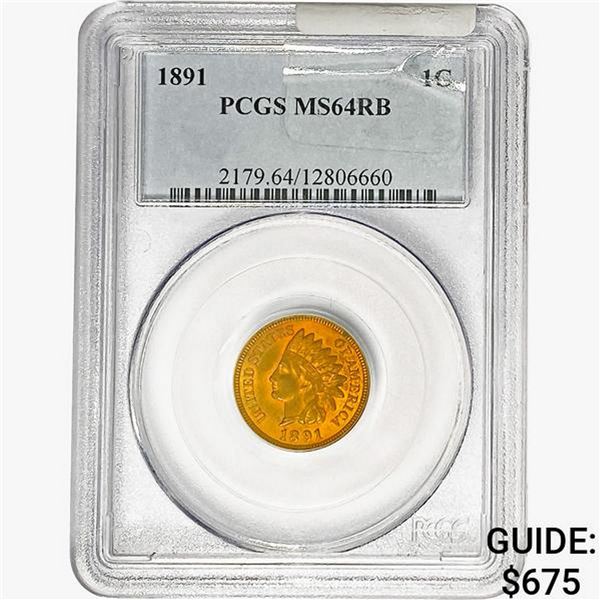 1891 Indian Head Cent PCGS MS64 RB