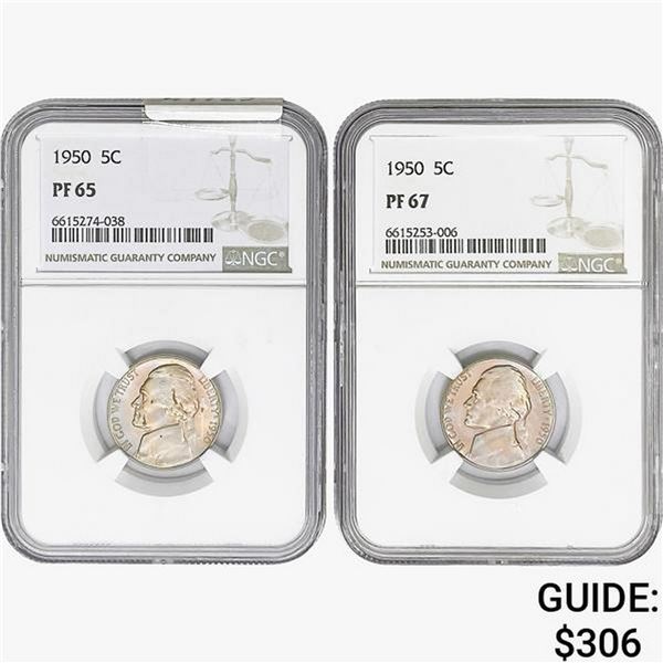 [2]1950 Jefferson Nickel NGC PF65-67