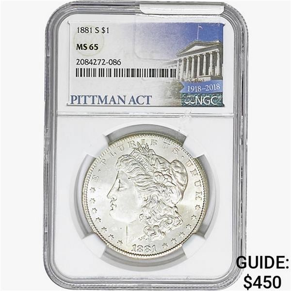 1881-S Morgan Silver Dollar NGC MS65