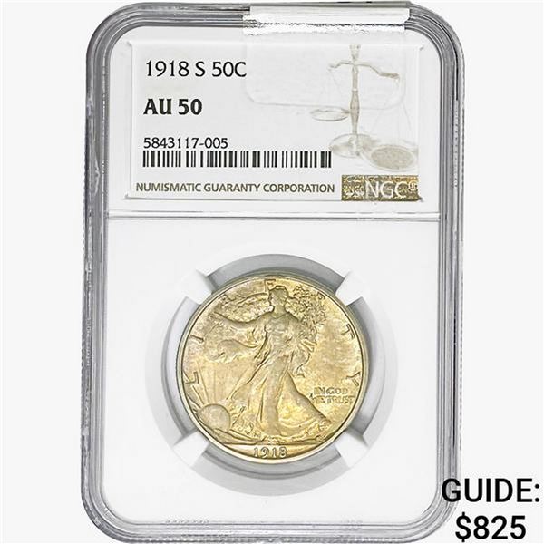 1918-S Walking Liberty Half Dollar NGC AU50