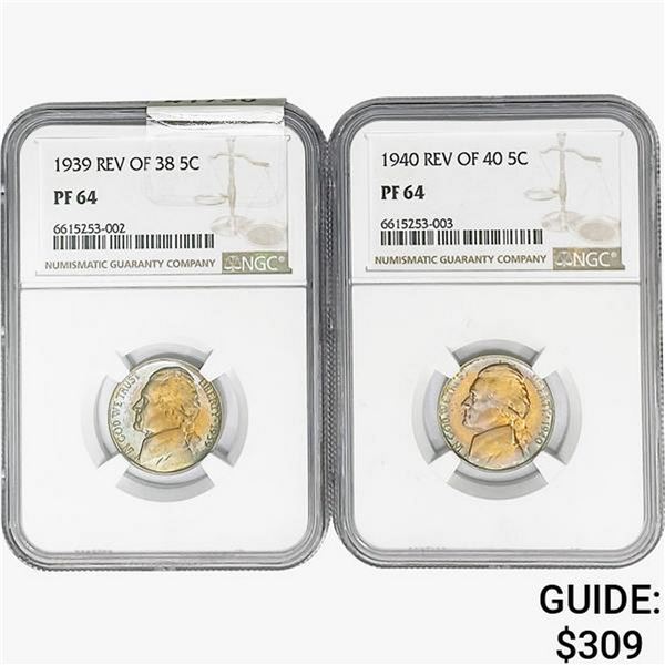 [2]1939 REV38/1940 REV40 Jefferson Nickel NGC PF64