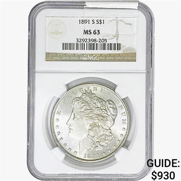 1891-S Morgan Silver Dollar NGC MS63