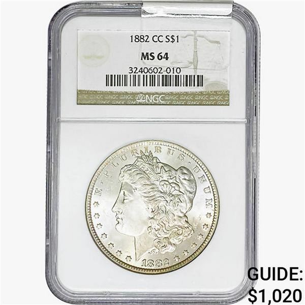 1882-CC Morgan Silver Dollar NGC MS64