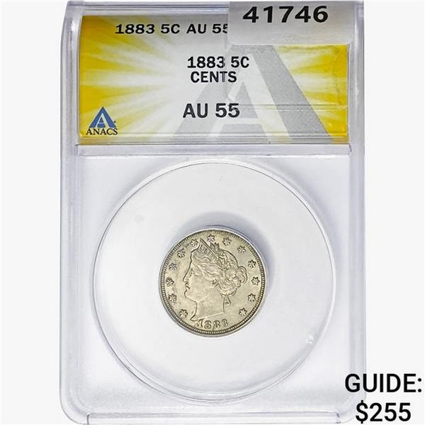 1883 Liberty Victory Nickel ANACS AU55