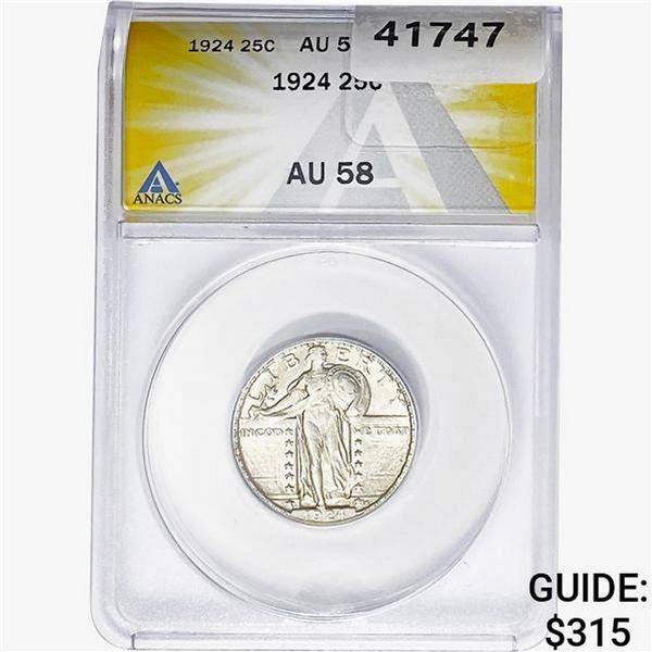 1924 Standing Liberty Quarter ANACS AU58