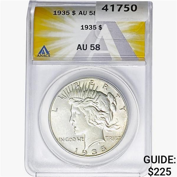 1935 Silver Peace Dollar ANACS AU58
