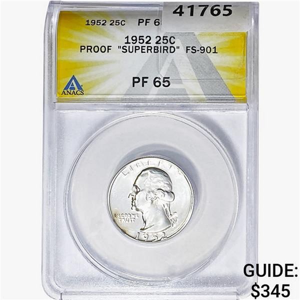1952 Washington Silver Quarter ANACS PF65 FS-901