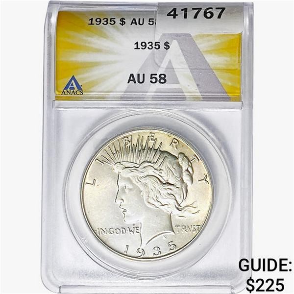1935 Silver Peace Dollar ANACS AU58