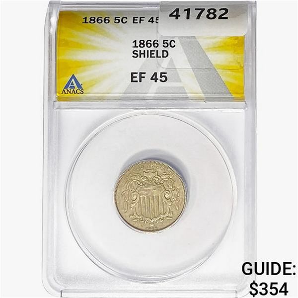 1866 Shield Nickel ANACS EF45