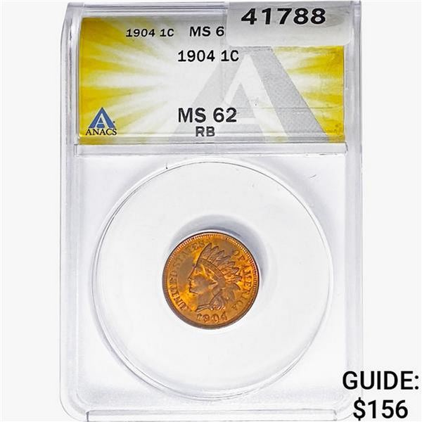 1904 Indian Head Cent ANACS MS62 RB
