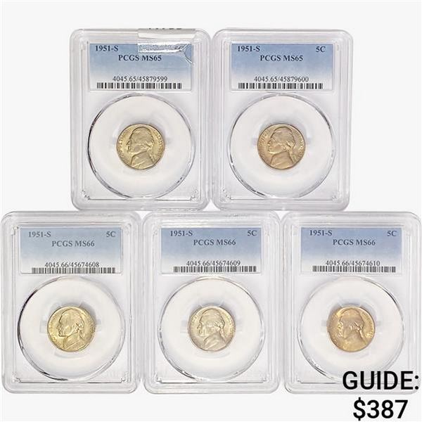 [5]1951-S Jefferson Nickel ANACS MS66