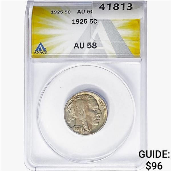 1925 Buffalo Nickel ANACS AU58