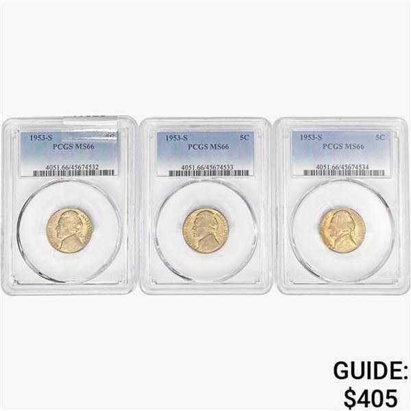 [3]1953-S Jefferson Nickel PCGS MS66
