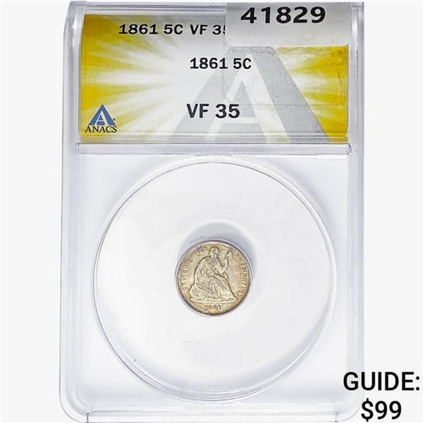 1861 Seated Liberty Half Dime ANACS VF35