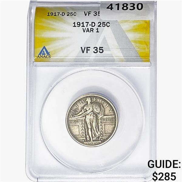 1917-D Standing Liberty Quarter ANACS VF35