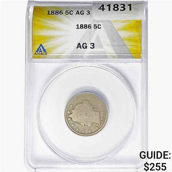 1886 Liberty Victory Nickel ANACS AG3