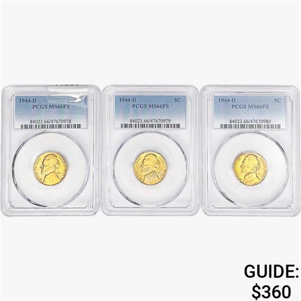 [3]1944-D Jefferson Nickel PCGS MS66 FS
