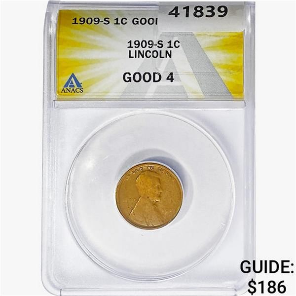 1909-S Wheat Cent ANACS G4