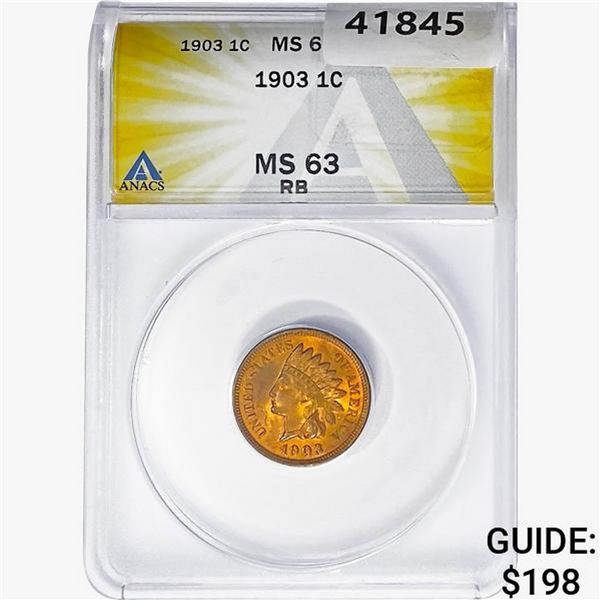 1903 Indian Head Cent ANACS MS63 RB