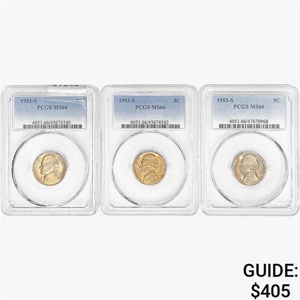 [3]1953-S Jefferson Nickel PCGS MS66