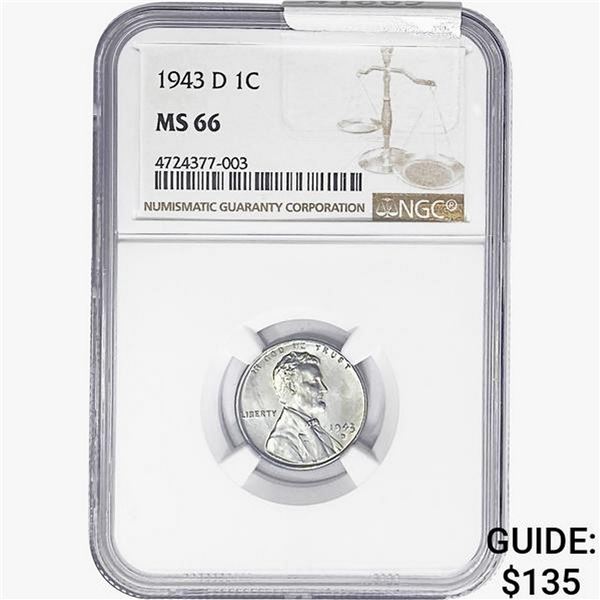 1943-D Wheat Cent NGC MS66