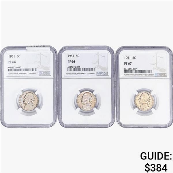 [3]1951 Jefferson Nickel NGC PF66-67