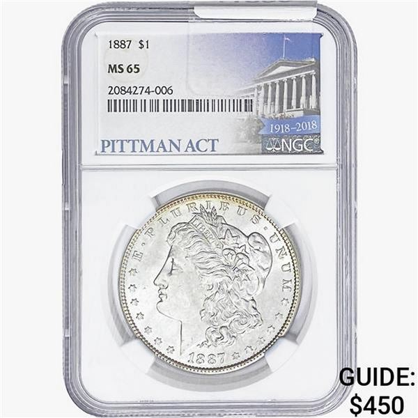 1887 Morgan Silver Dollar NGC MS65