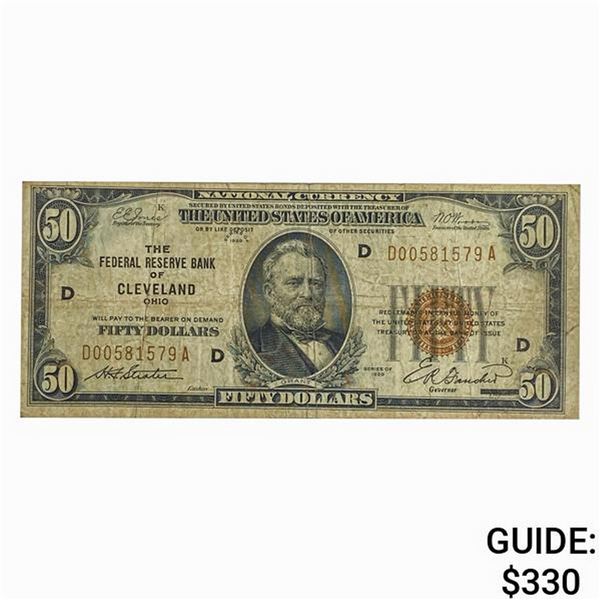 FR. 1880-D 1929 $50 FRBN CLEVELAND, OH VF