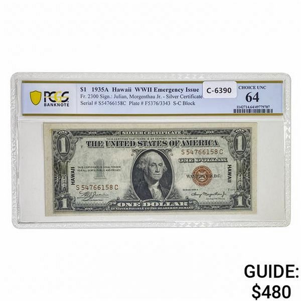 1935-A $1 HAWAII SILVER CERTIFICATE PCGS UNC-64
