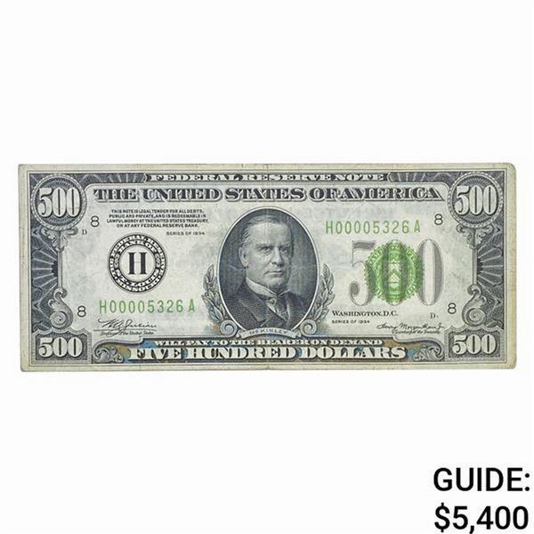 FR. 2201-H 1934 $500 LGS FRN ST. LOUIS, MO XF