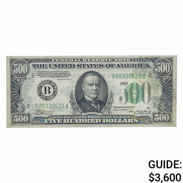 FR. 2202-B 1934-A $500 FRN NEW YORK, NY AU