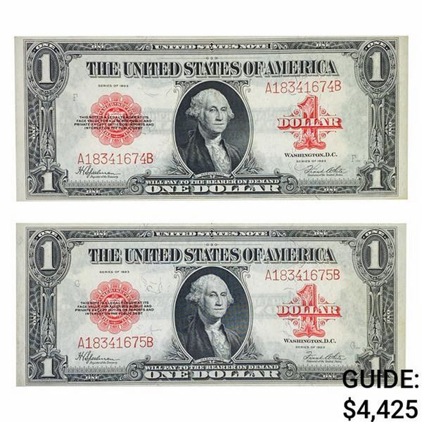 (2) CONS. 1923 $1 LEGAL TENDER USN UNC