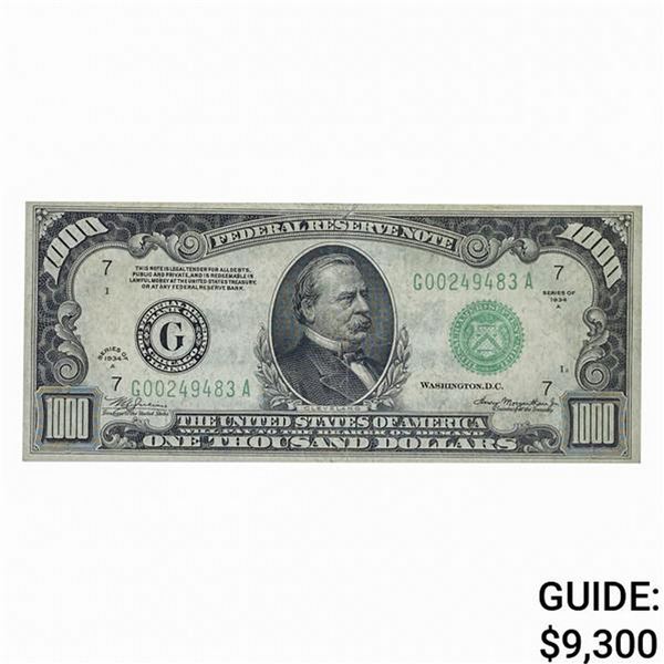 FR. 2212-G 1934-A $1,000 FRN CHICAGO, IL VF+