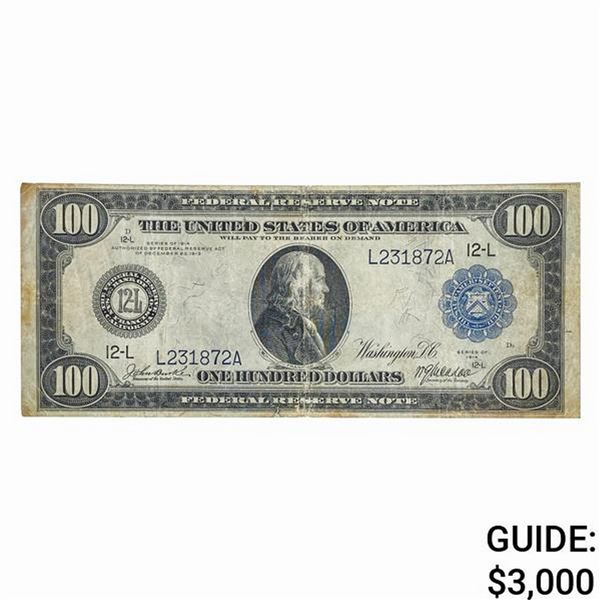 FR. 1128 1914 $100 FRN SAN FRANCISCO, CA VF