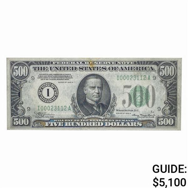 FR. 2202-I 1934-A $500 FRN MINNEAPOLIS, MN AU