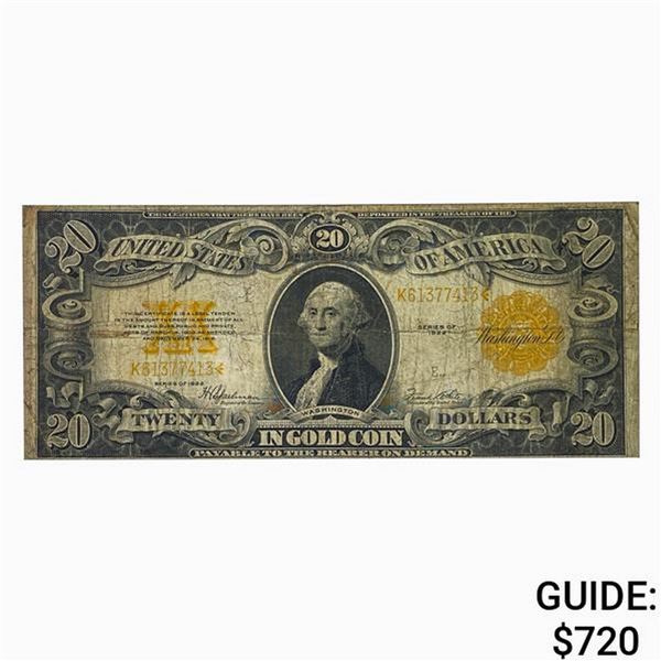 FR. 1187 1922 $20 GOLD CERTIFICATE