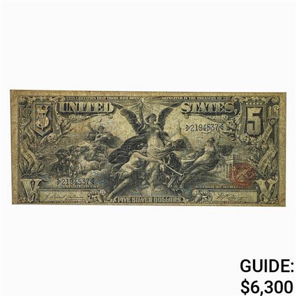 1896 $5 EDUCATIONAL SILVER CERTIFICATE VF