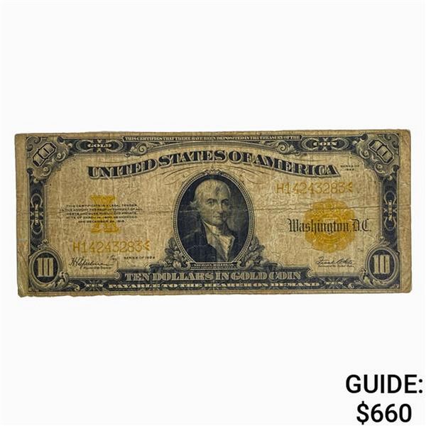 FR. 1173 1922 $10 HILLEGAS GOLD CERTIFICATE