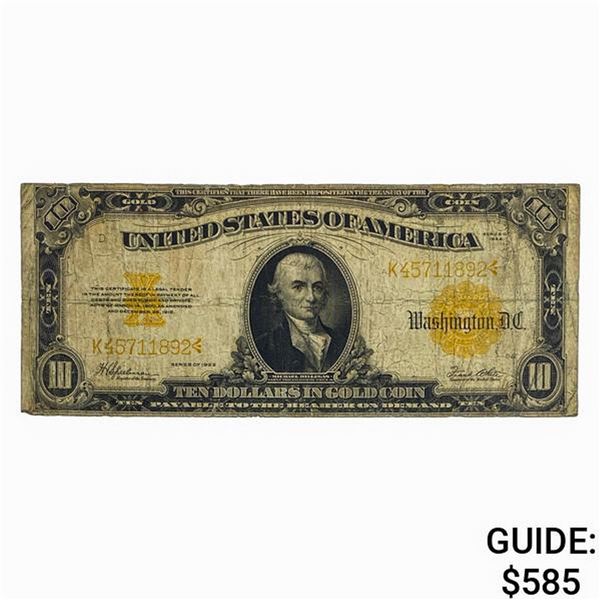 FR. 1173 1922 $10 HILLEGAS GOLD CERTIFICATE