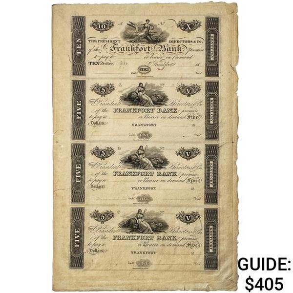 1800's $10/$5 FRANKFORT BANK OBSOLETES UNC