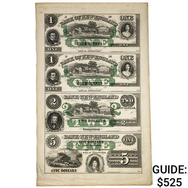 1800's $1, $1, $2, $5 NEW-ENGLAND OBSOLETES UNC