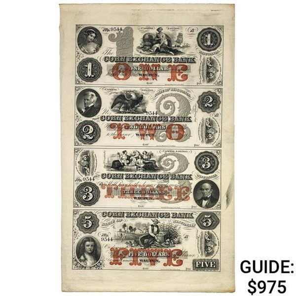 1800's $1/$2/$3/$5 CORN EX BANK OBSOLETES UNC