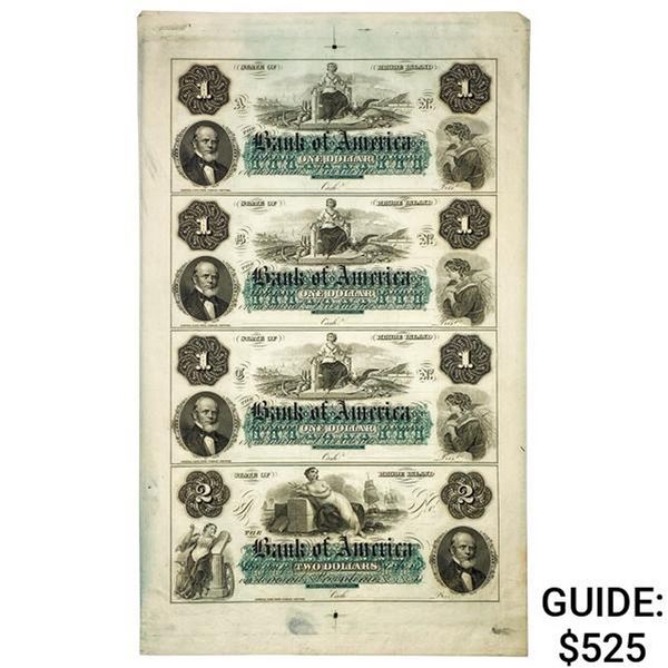 1800's $1/$2 BANK OF AMERICA OBSOLETES UNC