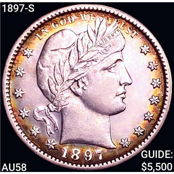 1897-S Barber Quarter CHOICE AU